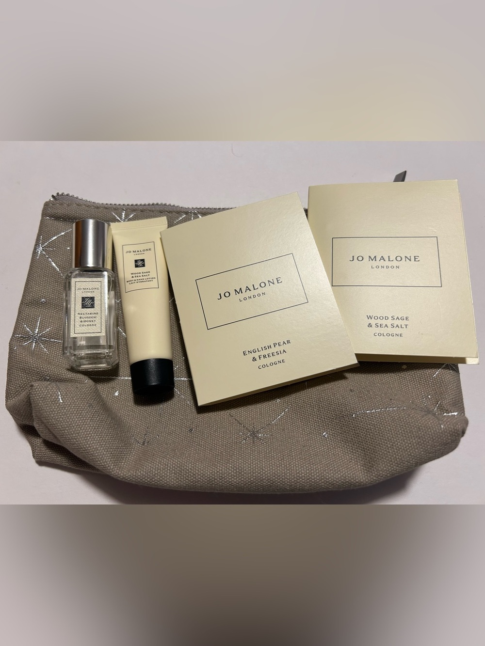 Jo Malone nectarine blossom & honey/ wood sage & sea salt/ pear freesia/ bag set